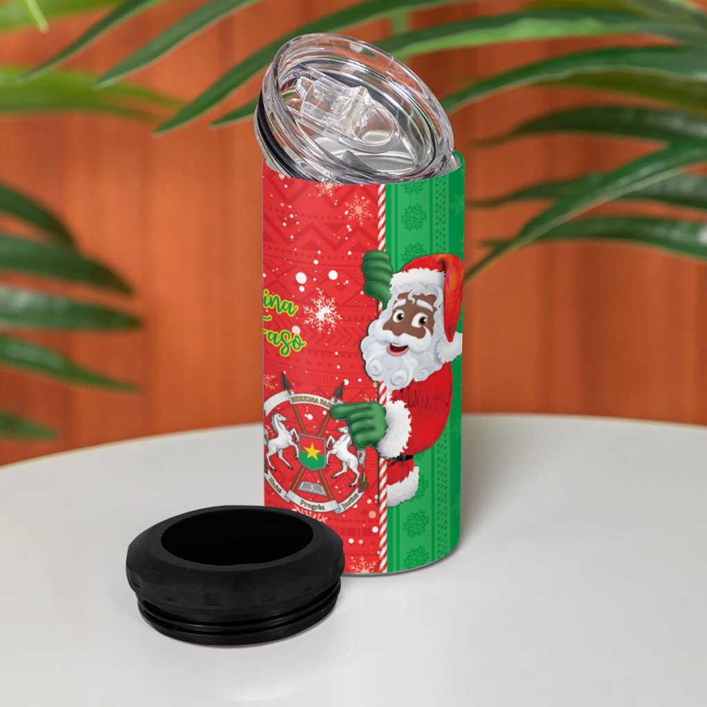 Afro Christmas in Burkina Faso 4 in 1 Can Cooler Tumbler Black Santa Joyeux Noel - African Pride