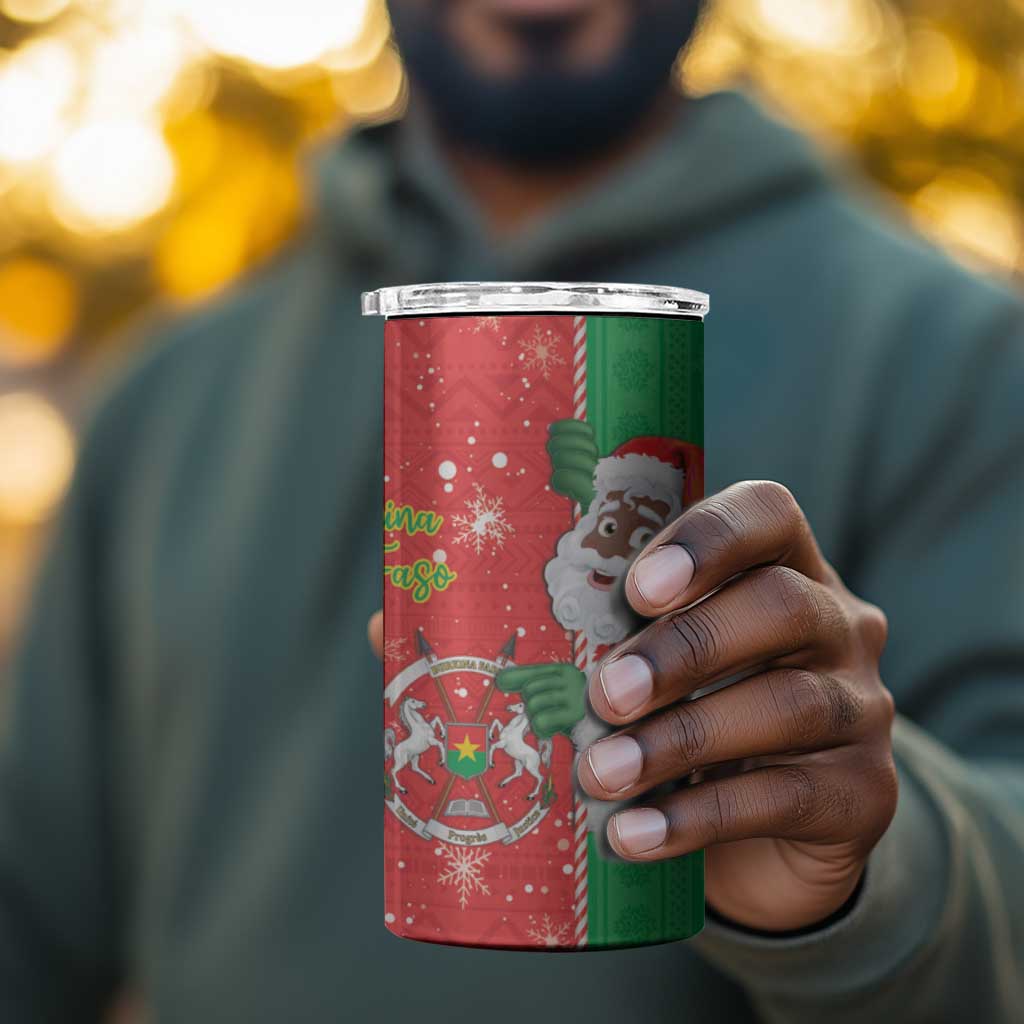 Afro Christmas in Burkina Faso 4 in 1 Can Cooler Tumbler Black Santa Joyeux Noel - African Pride