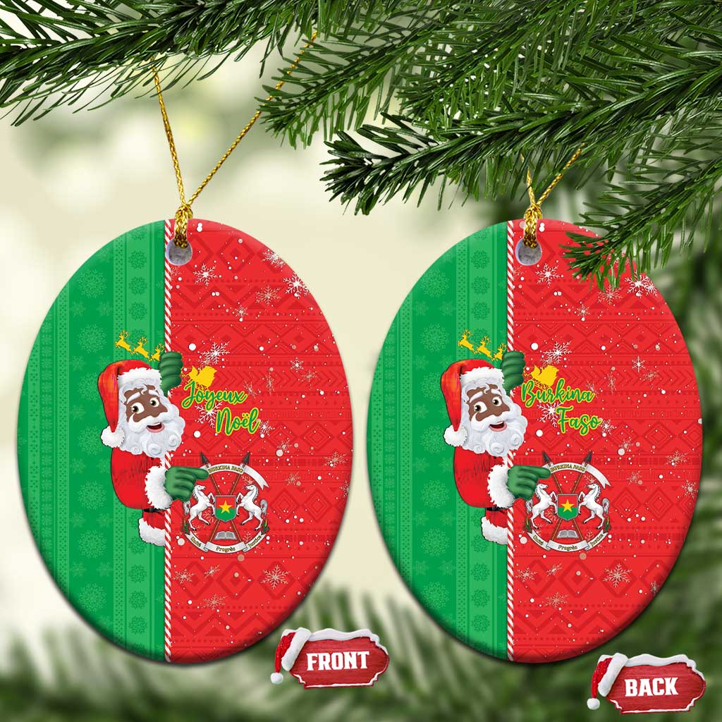 Afro Christmas in Burkina Faso Ceramic Ornament Black Santa Joyeux Noel - African Pride