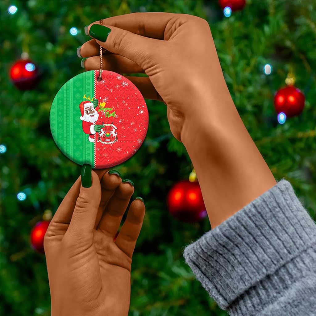 Afro Christmas in Burkina Faso Ceramic Ornament Black Santa Joyeux Noel - African Pride