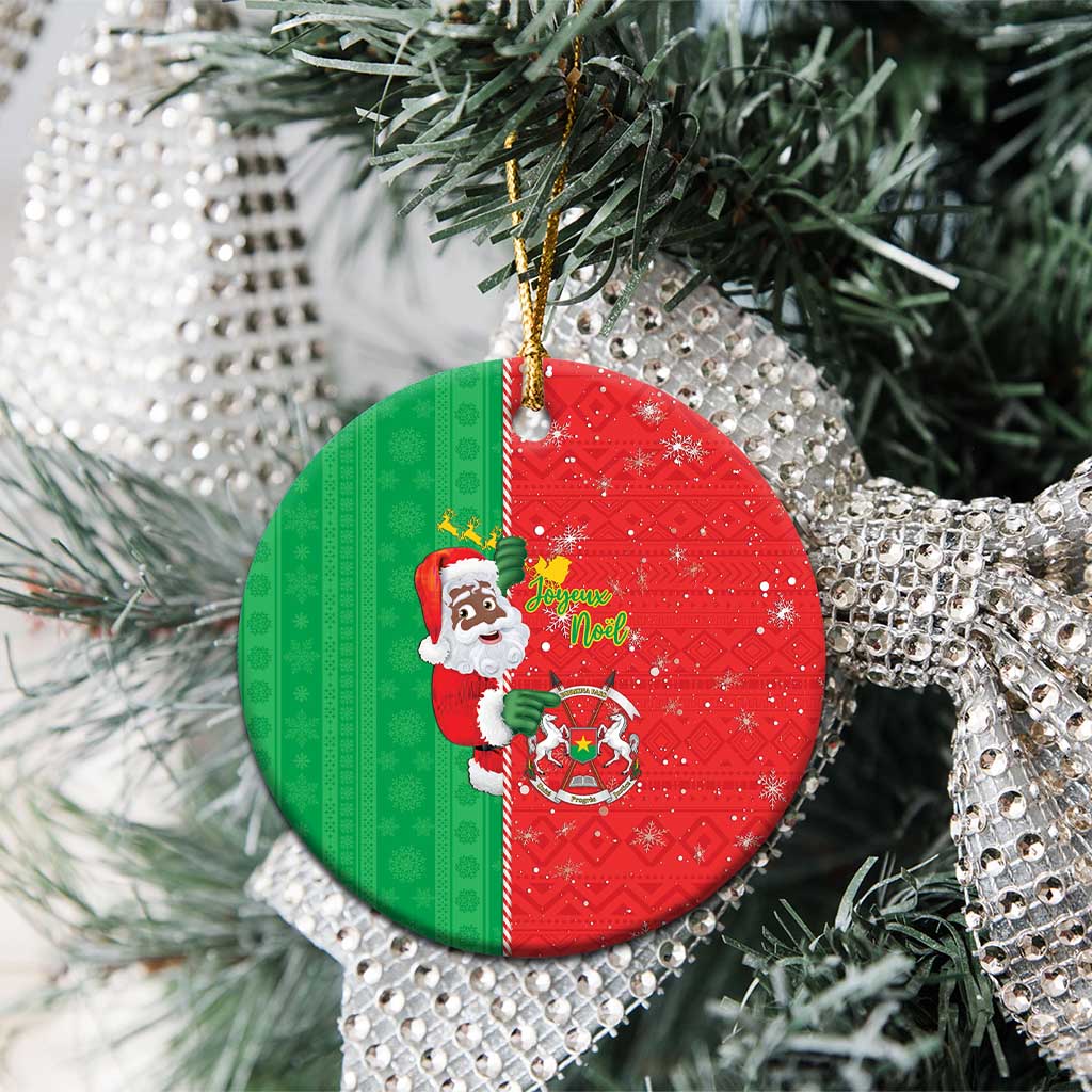 Afro Christmas in Burkina Faso Ceramic Ornament Black Santa Joyeux Noel - African Pride