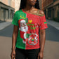 Burkina Faso Christmas Cross Shoulder Shirt Black Santa Joyeux Noel