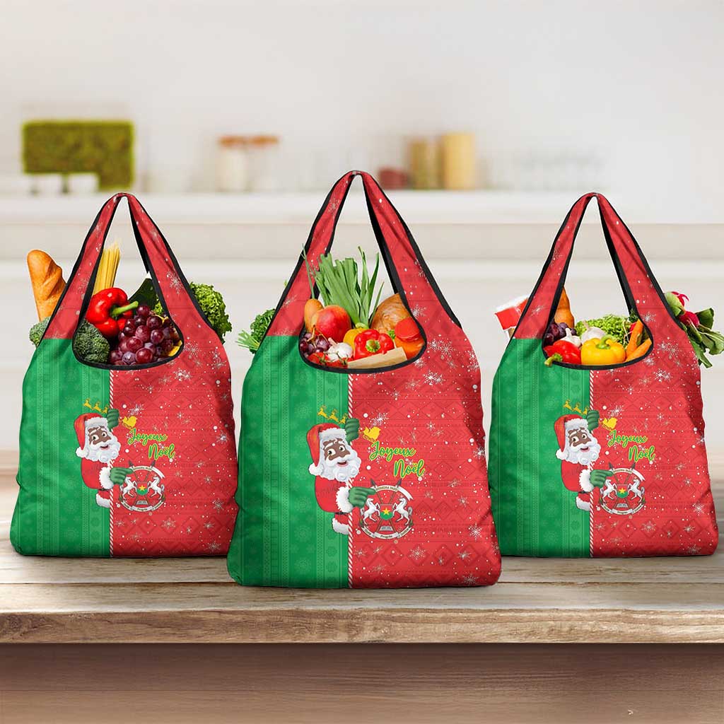Afro Christmas in Burkina Faso Grocery Bag Black Santa Joyeux Noel - African Pride