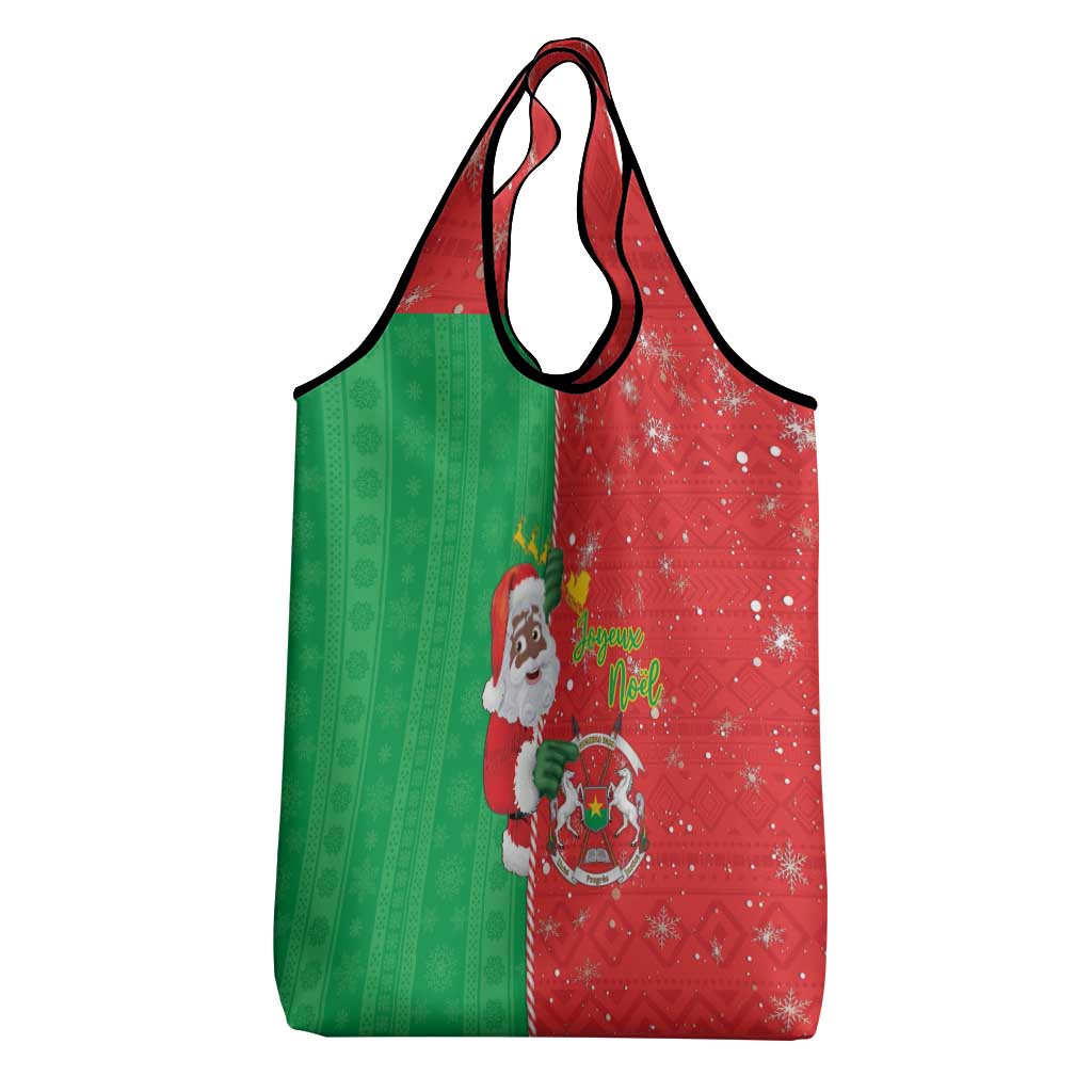 Afro Christmas in Burkina Faso Grocery Bag Black Santa Joyeux Noel - African Pride