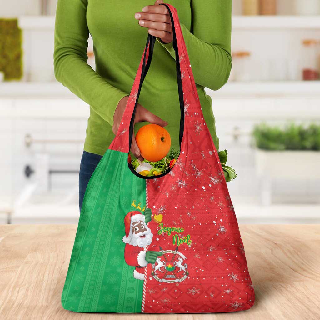 Afro Christmas in Burkina Faso Grocery Bag Black Santa Joyeux Noel - African Pride