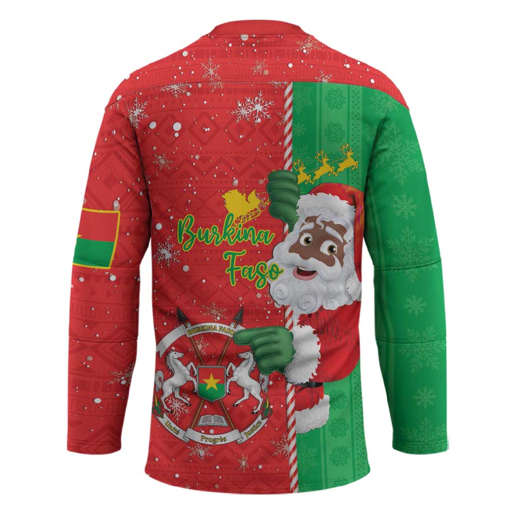 Burkina Faso Christmas Hockey Jersey Black Santa Joyeux Noel