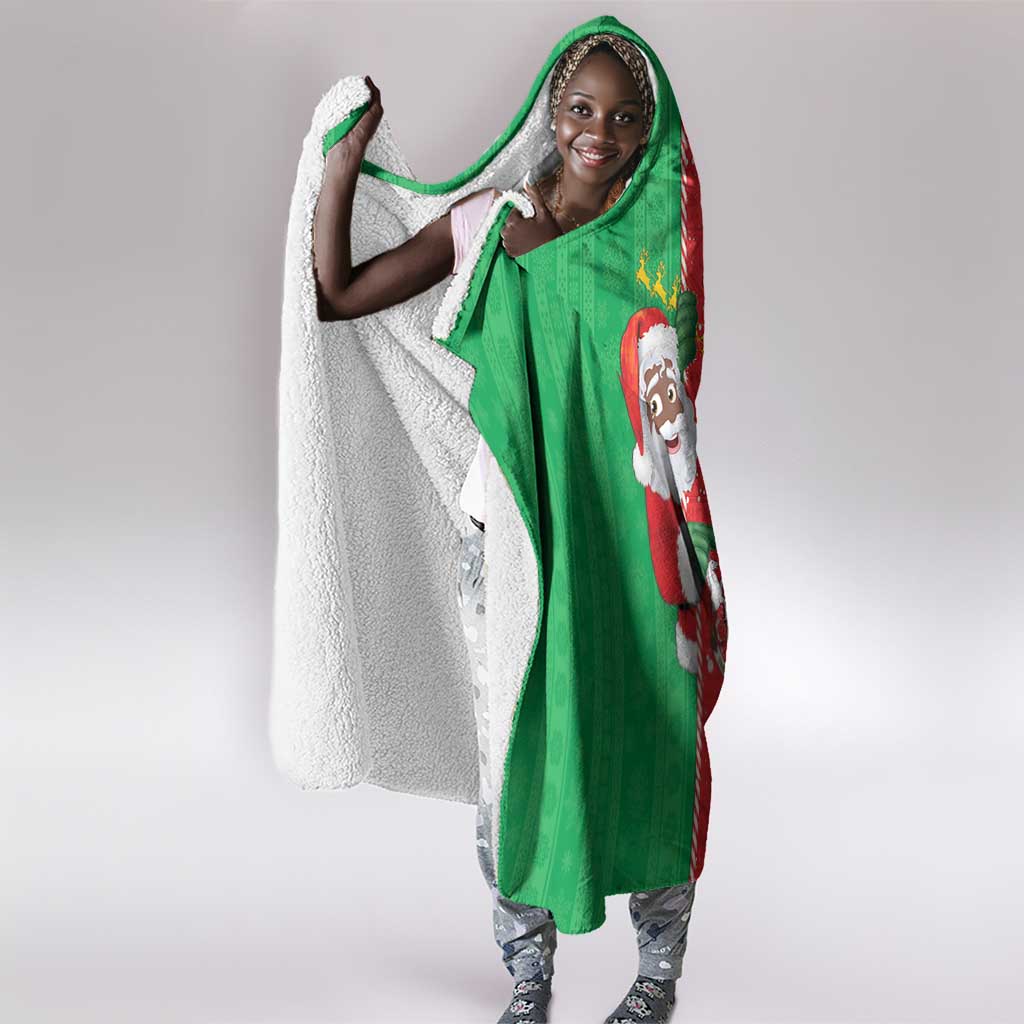 Afro Christmas in Burkina Faso Hooded Blanket Black Santa Joyeux Noel - African Pride