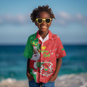 Afro Christmas in Burkina Faso Kid Hawaiian Shirt Black Santa Joyeux Noel - African Pride
