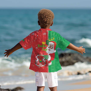 Afro Christmas in Burkina Faso Kid Hawaiian Shirt Black Santa Joyeux Noel - African Pride