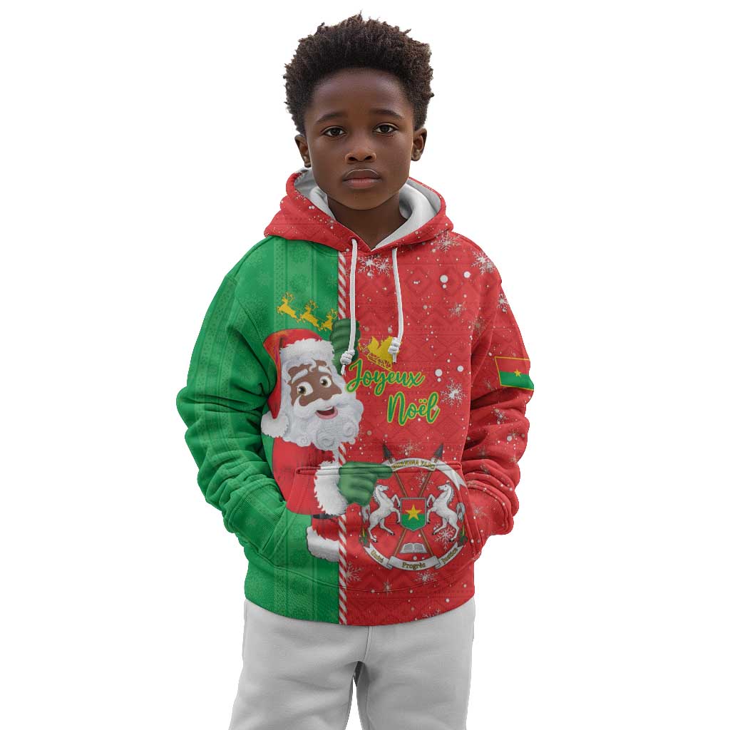 Afro Christmas in Burkina Faso Kid Hoodie Black Santa Joyeux Noel - African Pride