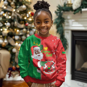 Afro Christmas in Burkina Faso Kid Ugly Christmas Sweater Black Santa Joyeux Noel - African Pride