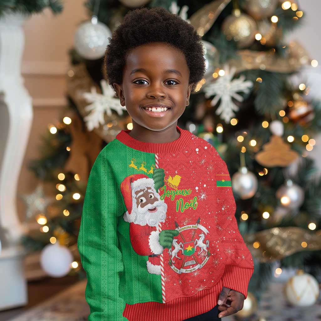 Afro Christmas in Burkina Faso Kid Ugly Christmas Sweater Black Santa Joyeux Noel - African Pride