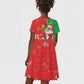 Afro Christmas in Burkina Faso Kid Short Sleeve Dress Black Santa Joyeux Noel - African Pride