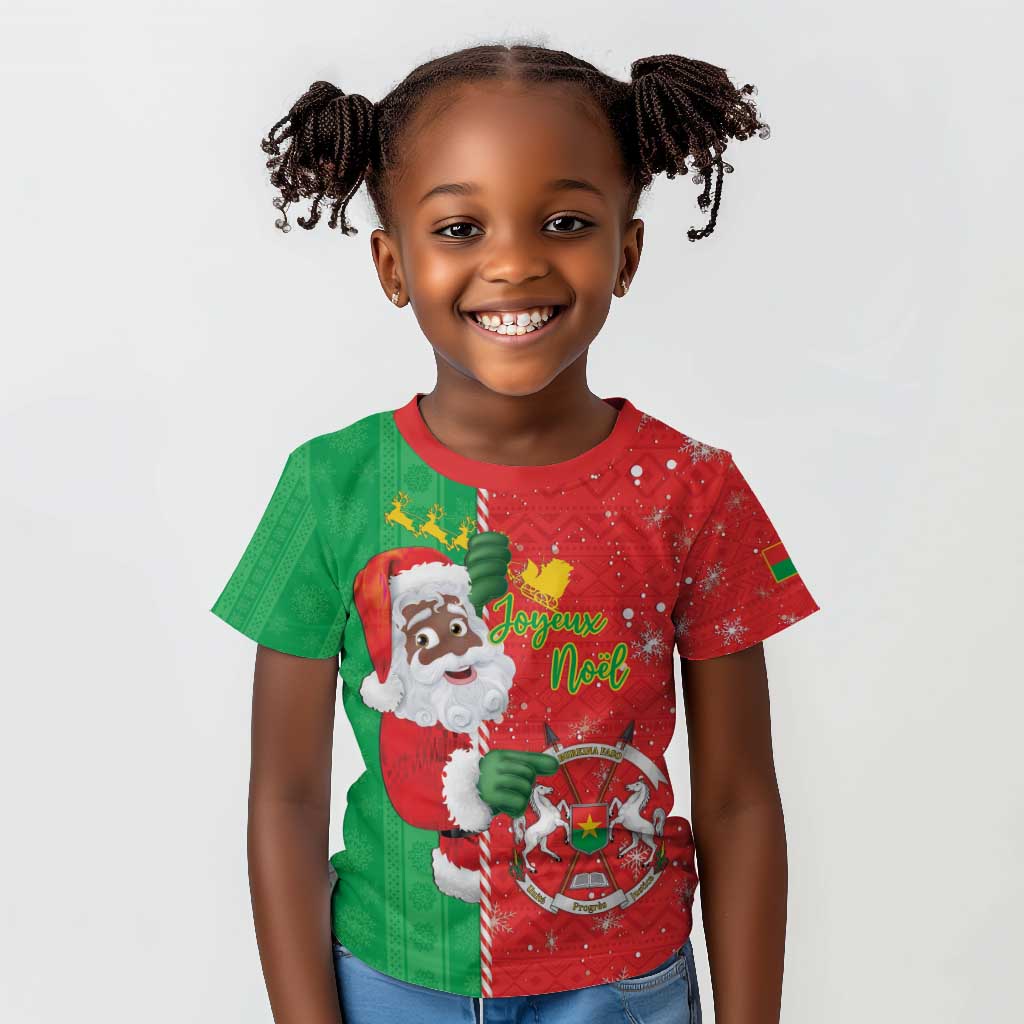 Afro Christmas in Burkina Faso Kid T shirt Black Santa Joyeux Noel - African Pride