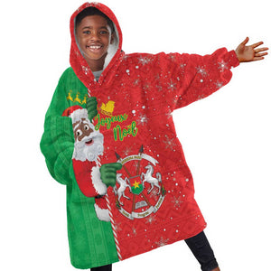 Afro Christmas in Burkina Faso Kid Wearable Blanket Hoodie Black Santa Joyeux Noel - African Pride