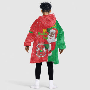 Afro Christmas in Burkina Faso Kid Wearable Blanket Hoodie Black Santa Joyeux Noel - African Pride
