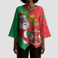 Burkina Faso Christmas Kimono Sleeve Blouse Black Santa Joyeux Noel