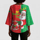 Burkina Faso Christmas Kimono Sleeve Blouse Black Santa Joyeux Noel