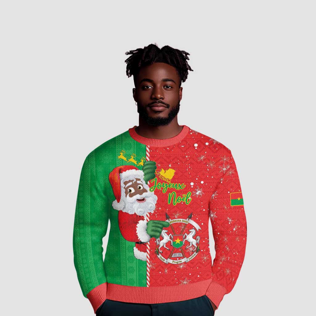 Afro Christmas in Burkina Faso Ugly Christmas Sweater Black Santa Joyeux Noel - African Pride