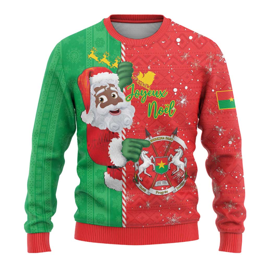 Afro Christmas in Burkina Faso Ugly Christmas Sweater Black Santa Joyeux Noel - African Pride