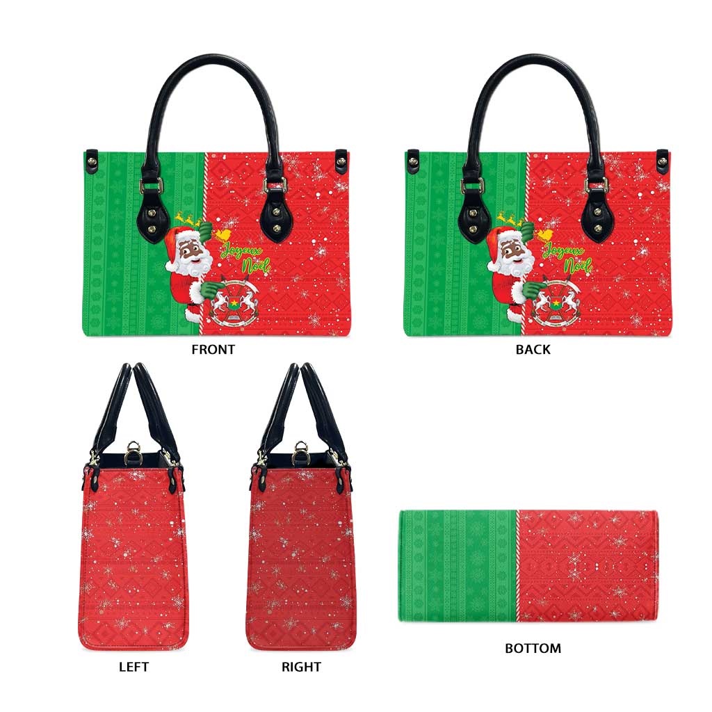 Burkina Faso Christmas Leather Bag Black Santa Joyeux Noel