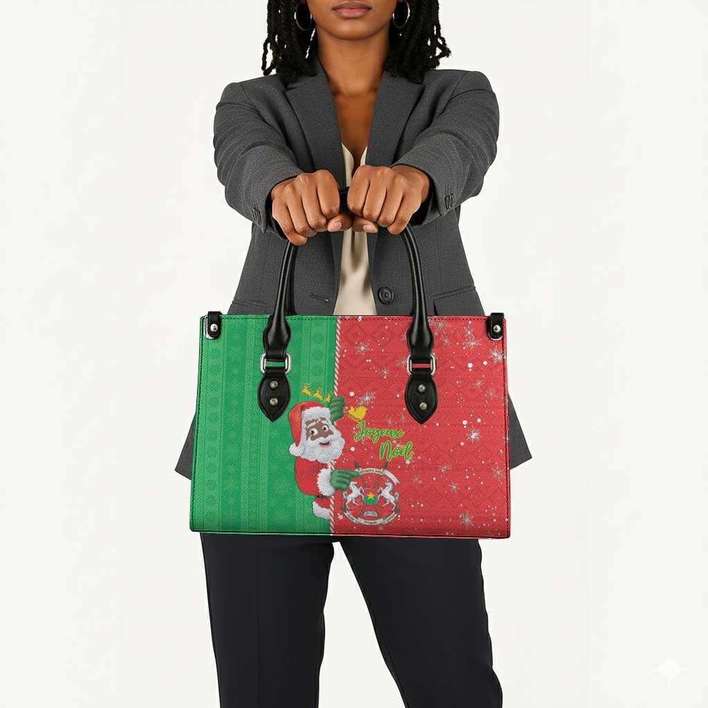 Burkina Faso Christmas Leather Bag Black Santa Joyeux Noel
