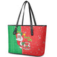 Afro Christmas in Burkina Faso Leather Tote Bag Black Santa Joyeux Noel - African Pride