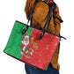 Afro Christmas in Burkina Faso Leather Tote Bag Black Santa Joyeux Noel - African Pride