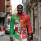 Afro Christmas in Burkina Faso Long Sleeve Button Shirt Black Santa Joyeux Noel - African Pride
