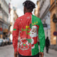 Afro Christmas in Burkina Faso Long Sleeve Button Shirt Black Santa Joyeux Noel - African Pride