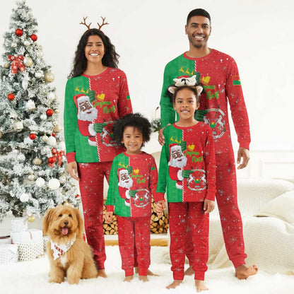Afro Christmas in Burkina Faso Christmas Pajama Set Black Santa Joyeux Noel - African Pride