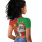 Afro Christmas in Burkina Faso Raglan Cropped T shirt Black Santa Joyeux Noel - African Pride