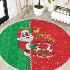 Afro Christmas in Burkina Faso Round Carpet Black Santa Joyeux Noel - African Pride