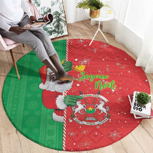 Afro Christmas in Burkina Faso Round Carpet Black Santa Joyeux Noel - African Pride