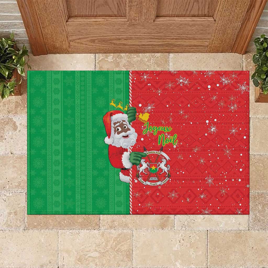 Afro Christmas in Burkina Faso Rubber Doormat Black Santa Joyeux Noel - African Pride