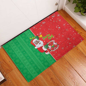 Afro Christmas in Burkina Faso Rubber Doormat Black Santa Joyeux Noel - African Pride