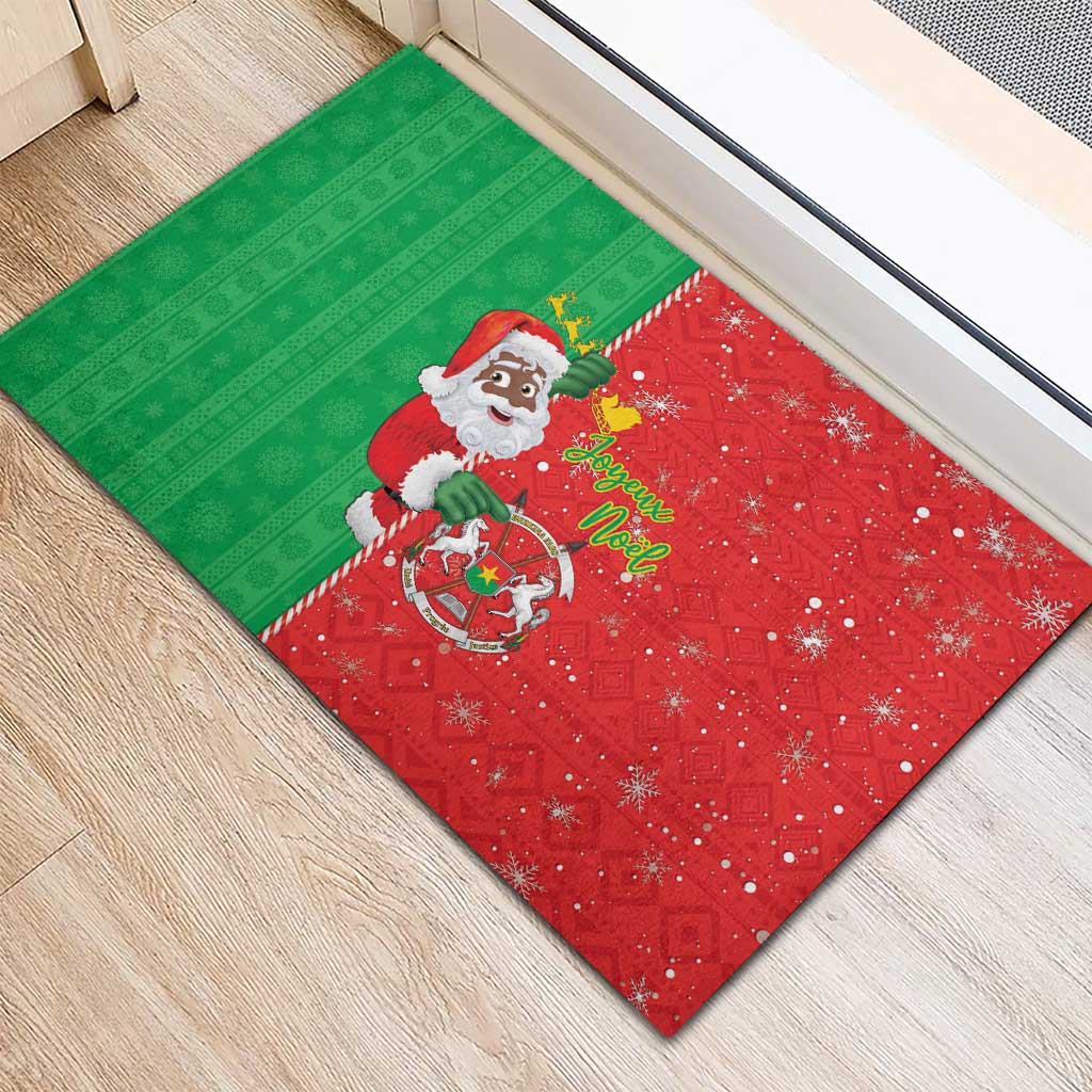 Afro Christmas in Burkina Faso Rubber Doormat Black Santa Joyeux Noel - African Pride