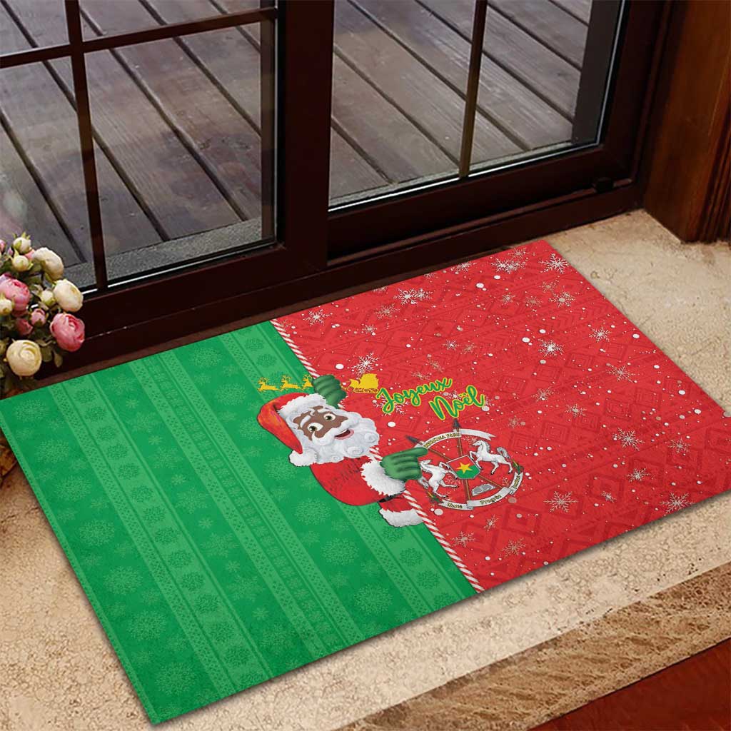 Afro Christmas in Burkina Faso Rubber Doormat Black Santa Joyeux Noel - African Pride