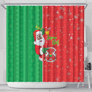 Afro Christmas in Burkina Faso Shower Curtain Black Santa Joyeux Noel - African Pride