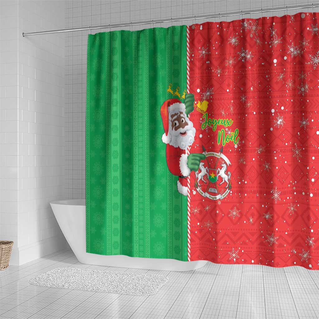 Afro Christmas in Burkina Faso Shower Curtain Black Santa Joyeux Noel - African Pride