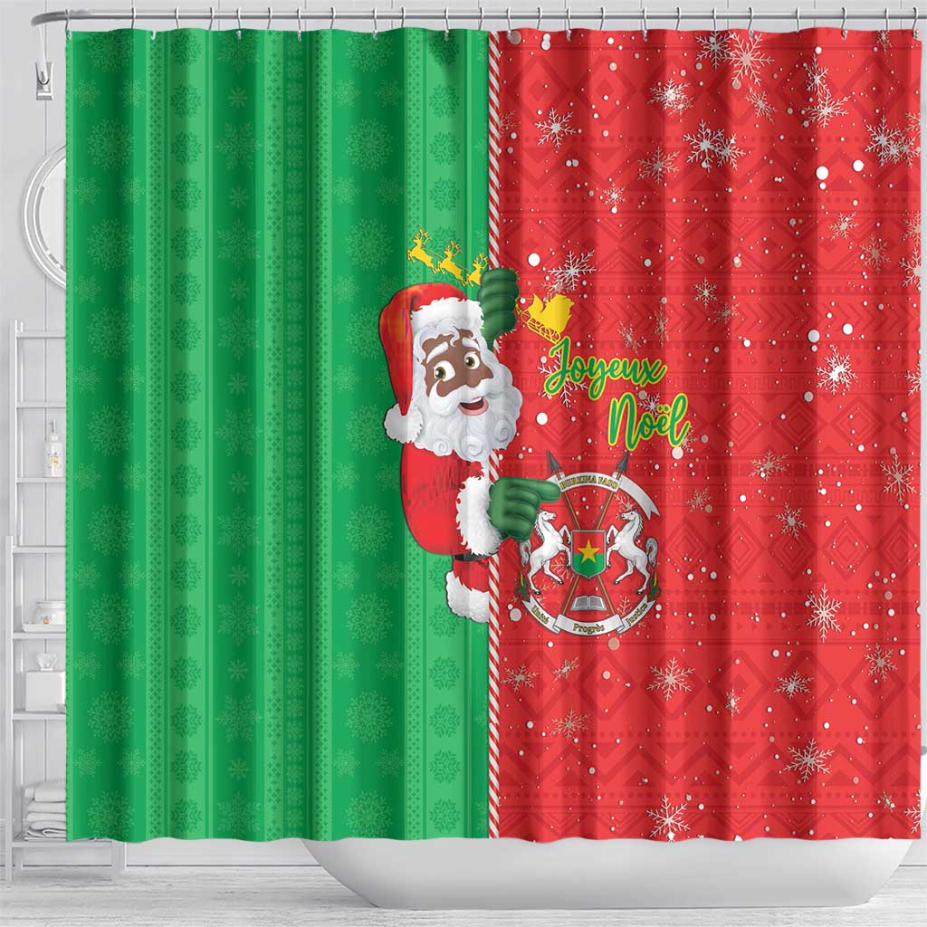 Afro Christmas in Burkina Faso Shower Curtain Black Santa Joyeux Noel - African Pride