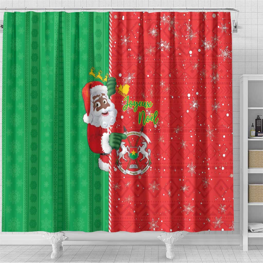 Afro Christmas in Burkina Faso Shower Curtain Black Santa Joyeux Noel - African Pride