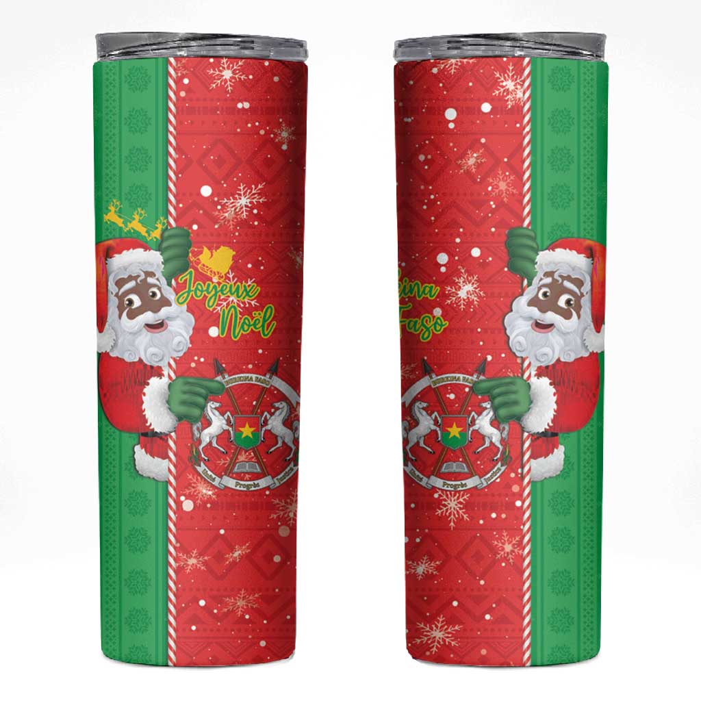 Afro Christmas in Burkina Faso Skinny Tumbler Black Santa Joyeux Noel - African Pride