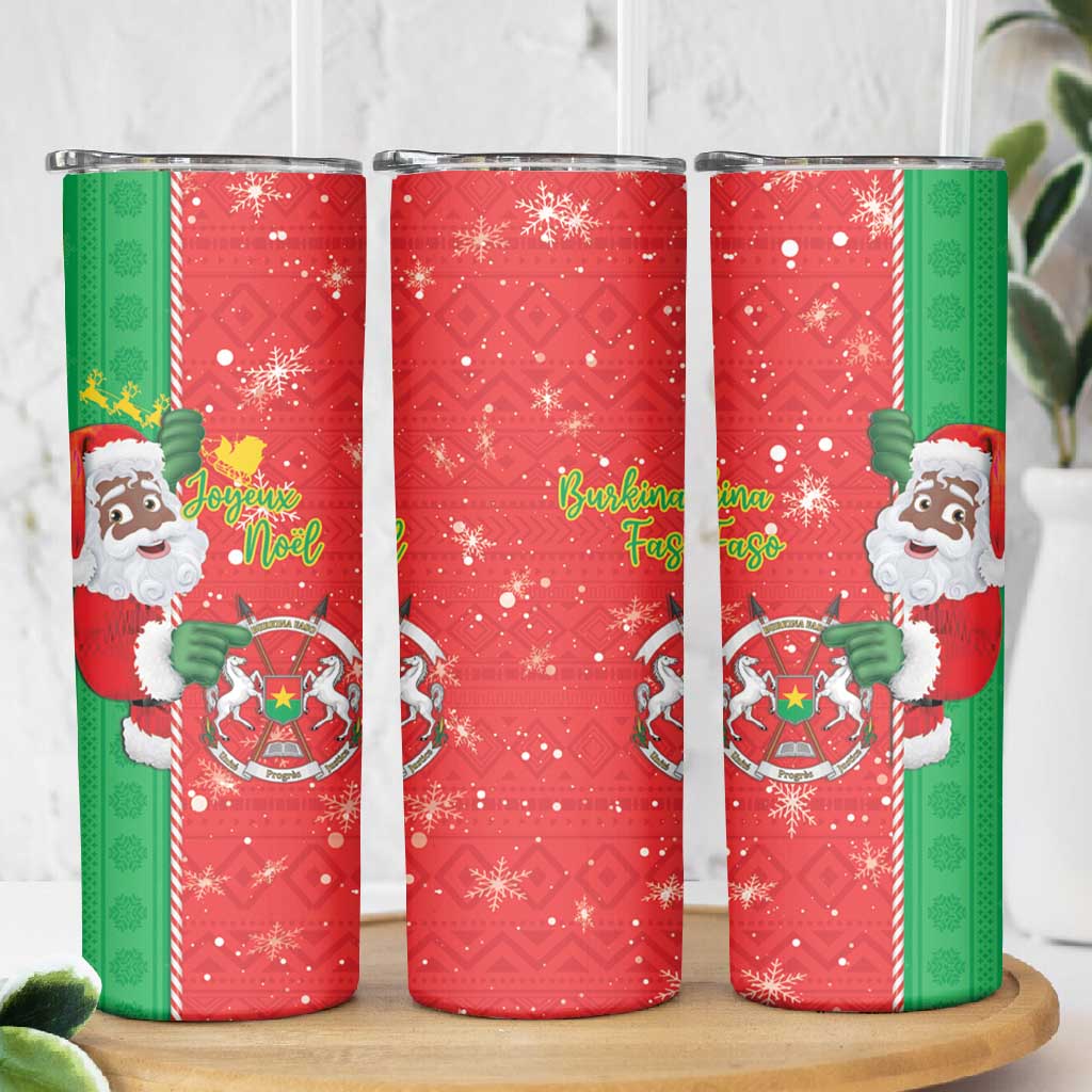Afro Christmas in Burkina Faso Skinny Tumbler Black Santa Joyeux Noel - African Pride