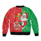 Afro Christmas in Burkina Faso Sleeve Zip Bomber Jacket Black Santa Joyeux Noel - African Pride