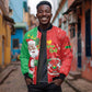 Afro Christmas in Burkina Faso Sleeve Zip Bomber Jacket Black Santa Joyeux Noel - African Pride