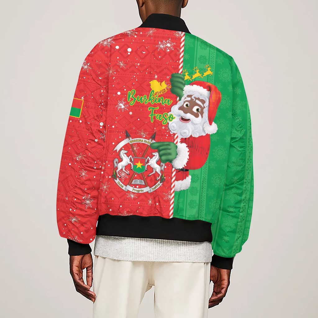 Afro Christmas in Burkina Faso Sleeve Zip Bomber Jacket Black Santa Joyeux Noel - African Pride