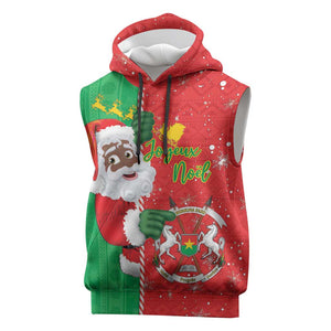 Afro Christmas in Burkina Faso Sleeveless Hoodie Black Santa Joyeux Noel - African Pride
