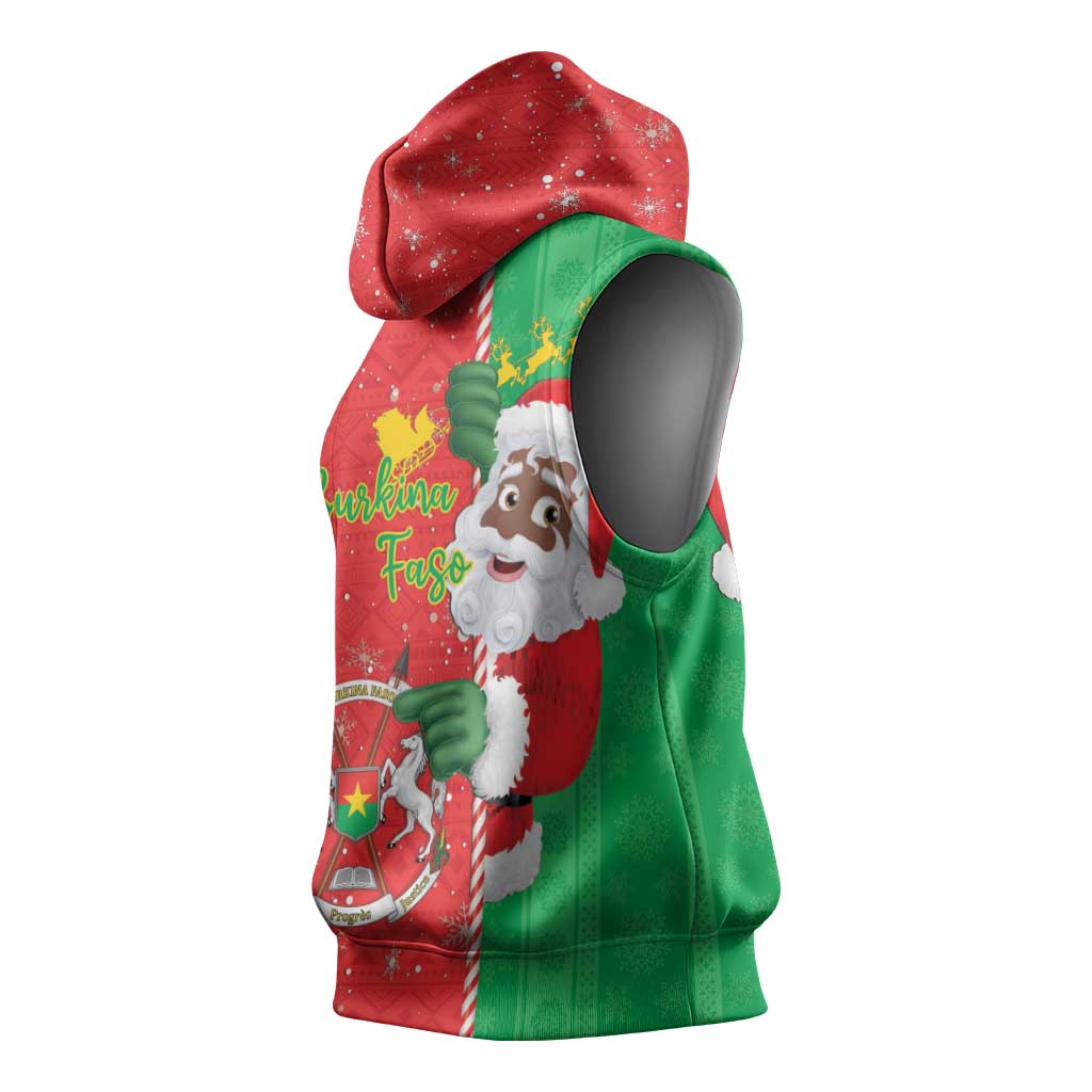 Afro Christmas in Burkina Faso Sleeveless Hoodie Black Santa Joyeux Noel - African Pride