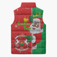 Burkina Faso Christmas Sleeveless Puffer Jacket Black Santa Joyeux Noel